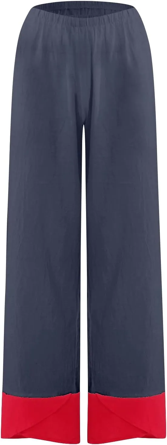 Womens Capri Pants for Summer Petite Length Linen Capris Cropped Pants Plus Size Drawstring Elastic High Waist Joggers