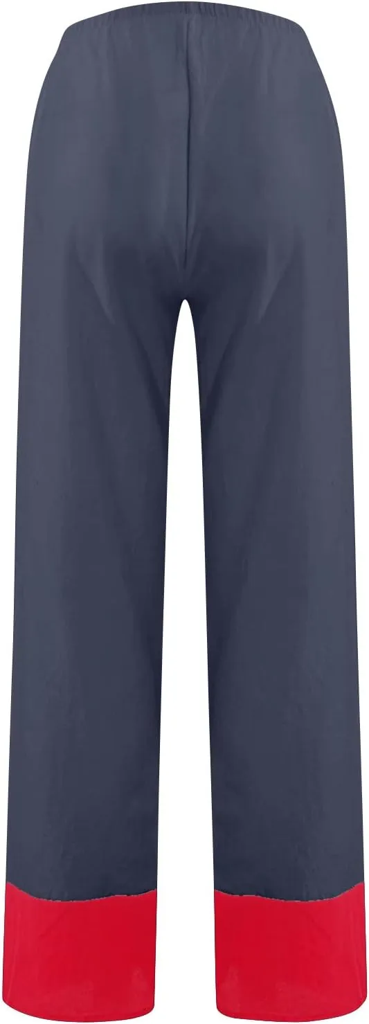Womens Capri Pants for Summer Petite Length Linen Capris Cropped Pants Plus Size Drawstring Elastic High Waist Joggers