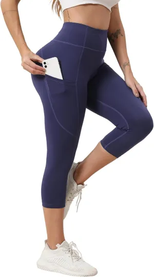 Women's Capri Yoga Pants with Pockets Essential High Waisted Legging for WorkoutSport Pants Running Pants for Women