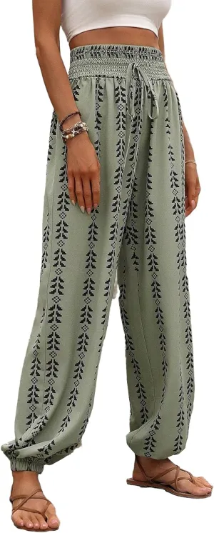 Women's Casual Harem Pants High Waist Loose Baggy Boho Palazzo Hippie Yoga Trouser