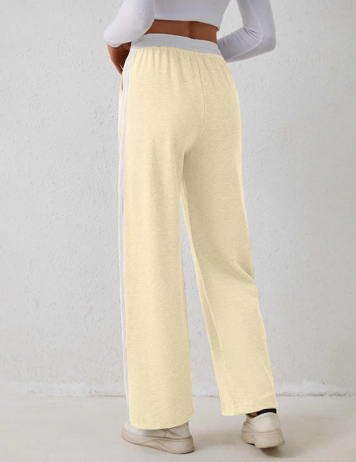 Women's Casual Joggers Sweatpants Baggy Wide Straight Leg Loose Elastic Waist Drawstring Pants with Pockets