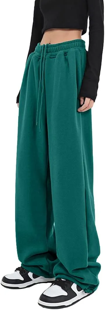 Women's Casual Wide Leg Sweatpants Loose Yoga Pants Comfy Lounge Jogger Baggy Sweatpants with Pockets
