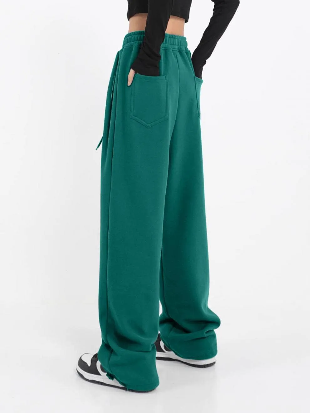 Women's Casual Wide Leg Sweatpants Loose Yoga Pants Comfy Lounge Jogger Baggy Sweatpants with Pockets