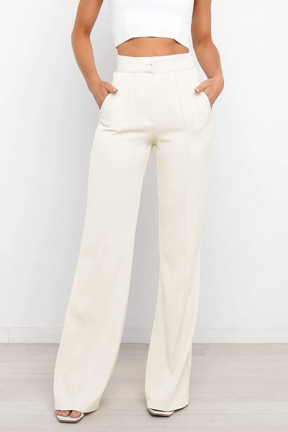 Women's Causal High Waisted Wide Leg Pants, Bootcut Dress Pants for Women, Work Pants with Pockets for Women Office