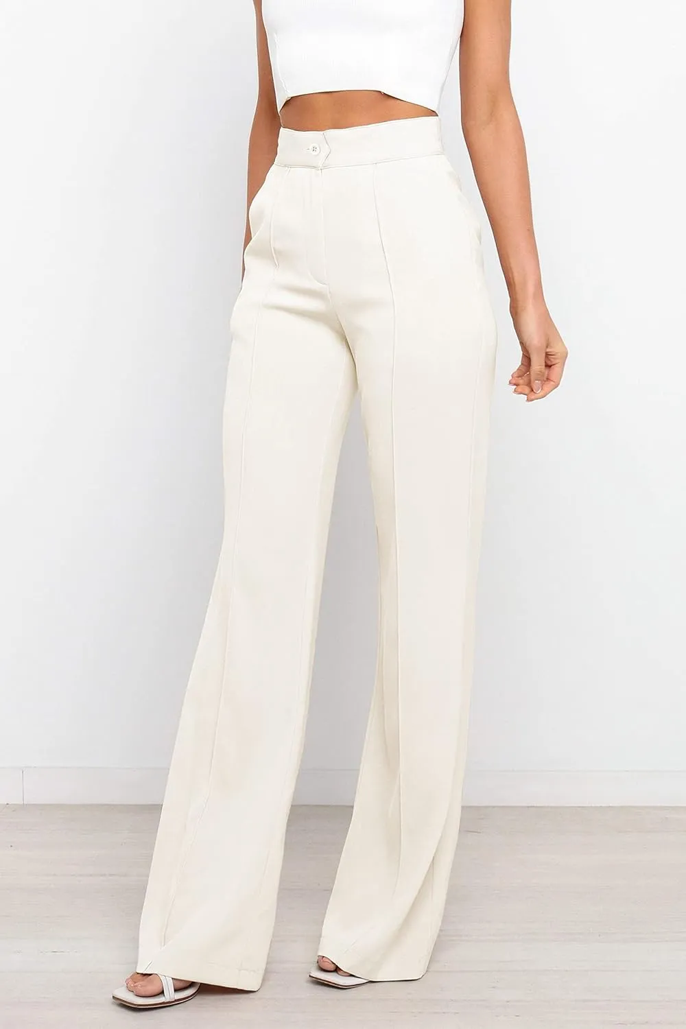 Women's Causal High Waisted Wide Leg Pants, Bootcut Dress Pants for Women, Work Pants with Pockets for Women Office