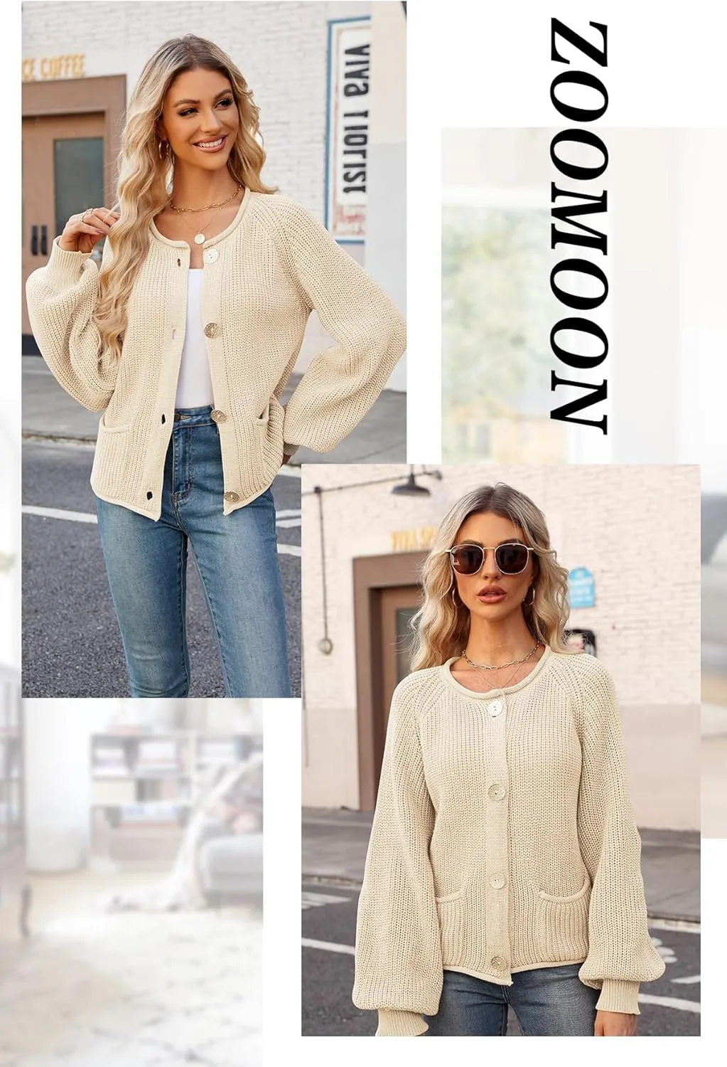 Women's Chunky Cardigan Button Down Open Front Sweater with Pockets Long Sleeve Outerwear Knitted Cardigan