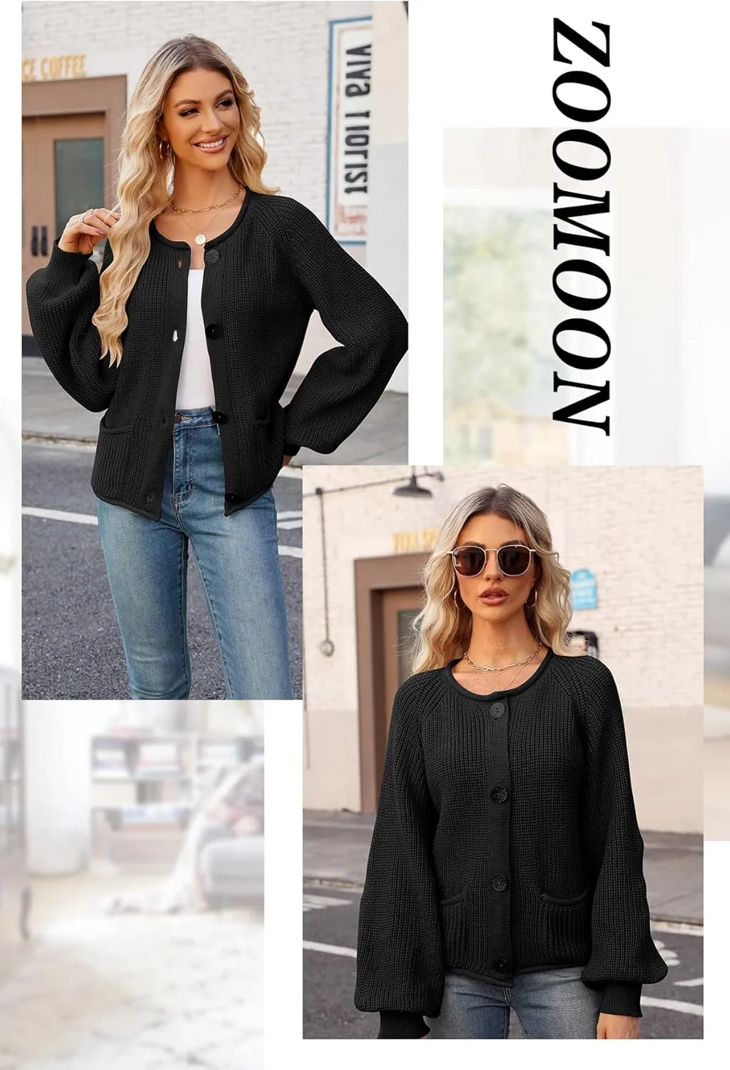 Women's Chunky Cardigan Button Down Open Front Sweater with Pockets Long Sleeve Outerwear Knitted Cardigan