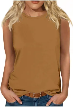 Womens Cute Tank Tops Trendy Sleeveless Oversized Tee Scoop Neck Soft Loose Casual 2025 Summer Flowy Shirts