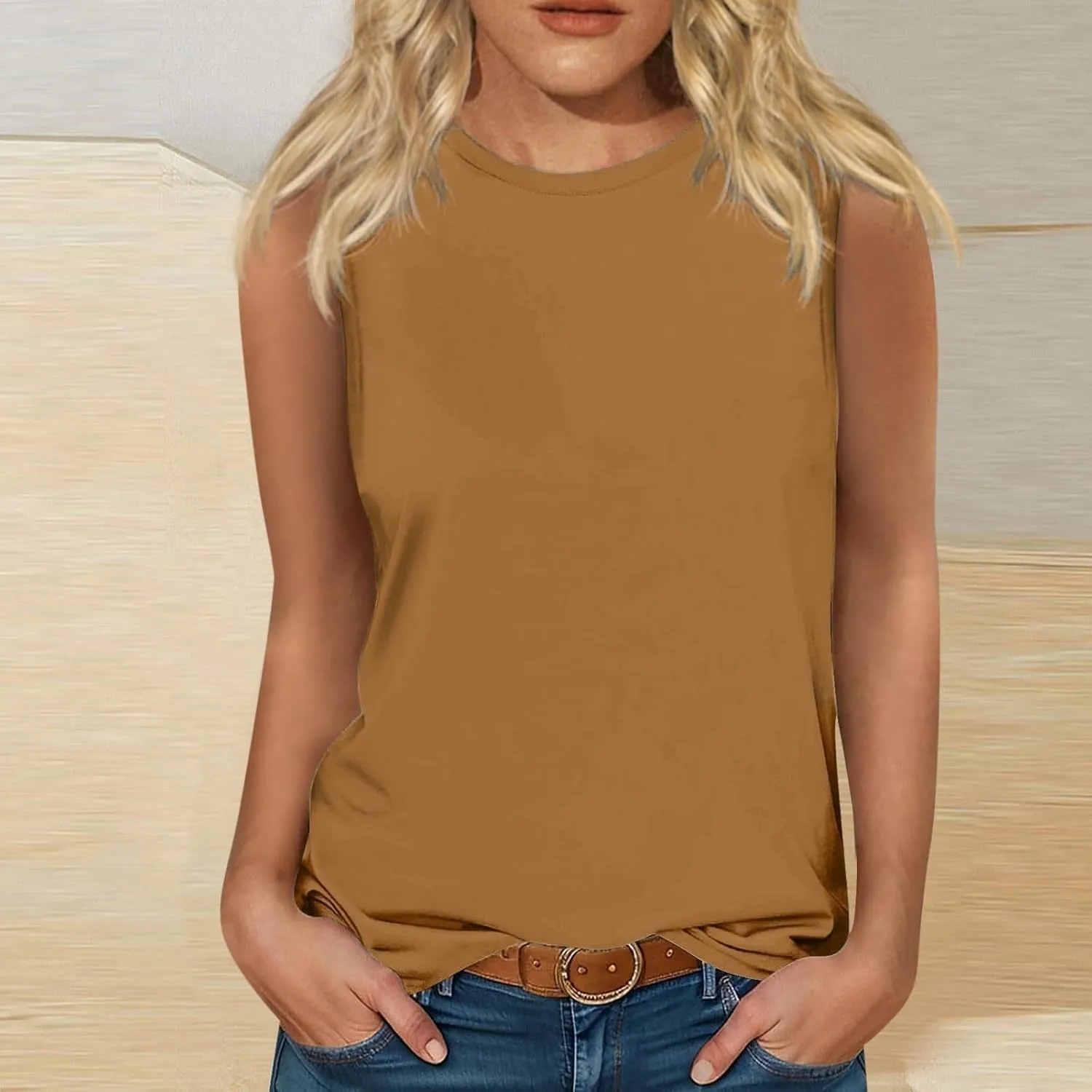 Womens Cute Tank Tops Trendy Sleeveless Oversized Tee Scoop Neck Soft Loose Casual 2025 Summer Flowy Shirts