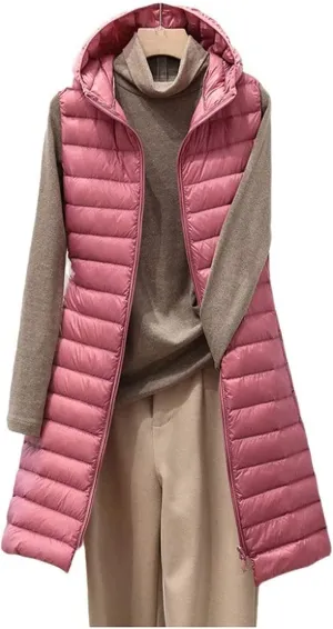 Women's Down Vest Single-Breasted Cotton Padded Solid Color Winter Coat