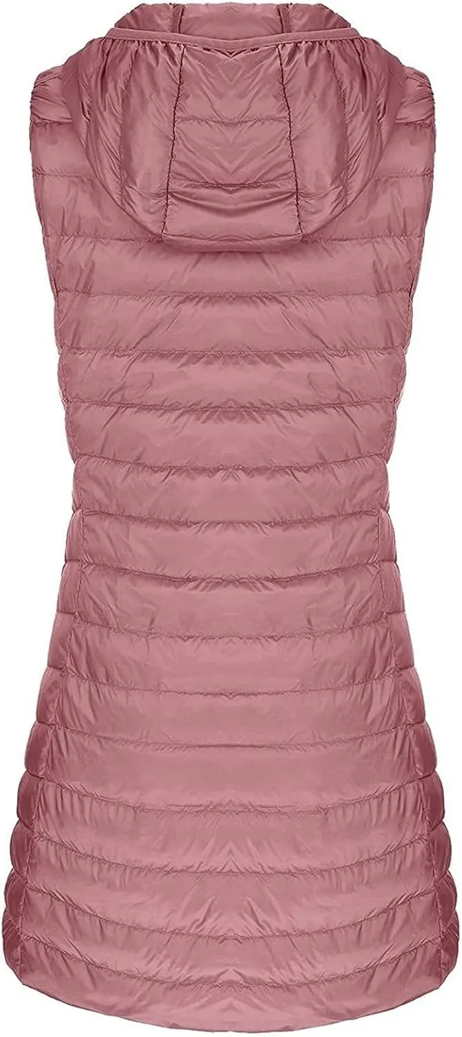 Women's Down Vest Single-Breasted Cotton Padded Solid Color Winter Coat