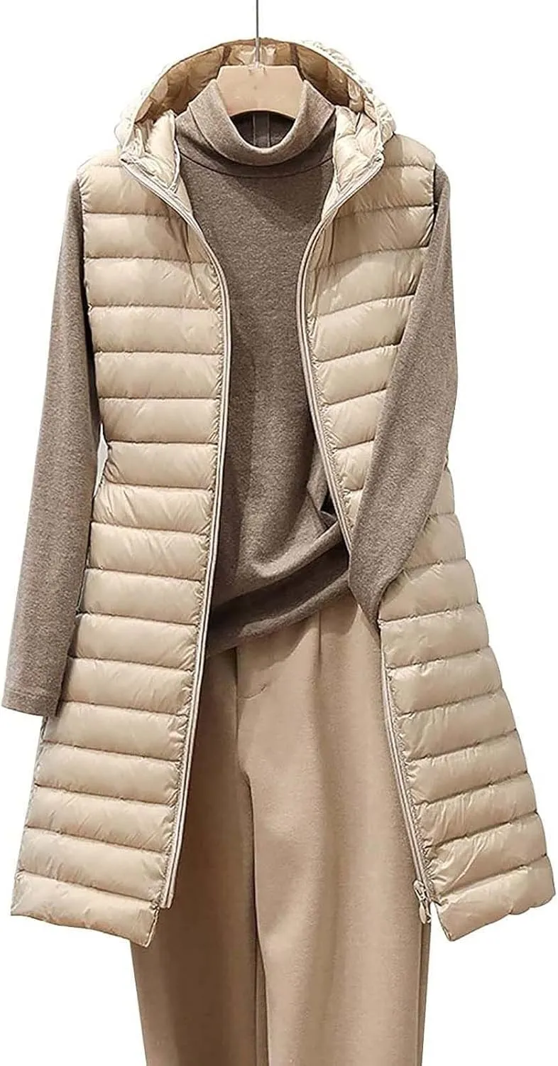 Women's Down Vest Single-Breasted Cotton Padded Solid Color Winter Coat