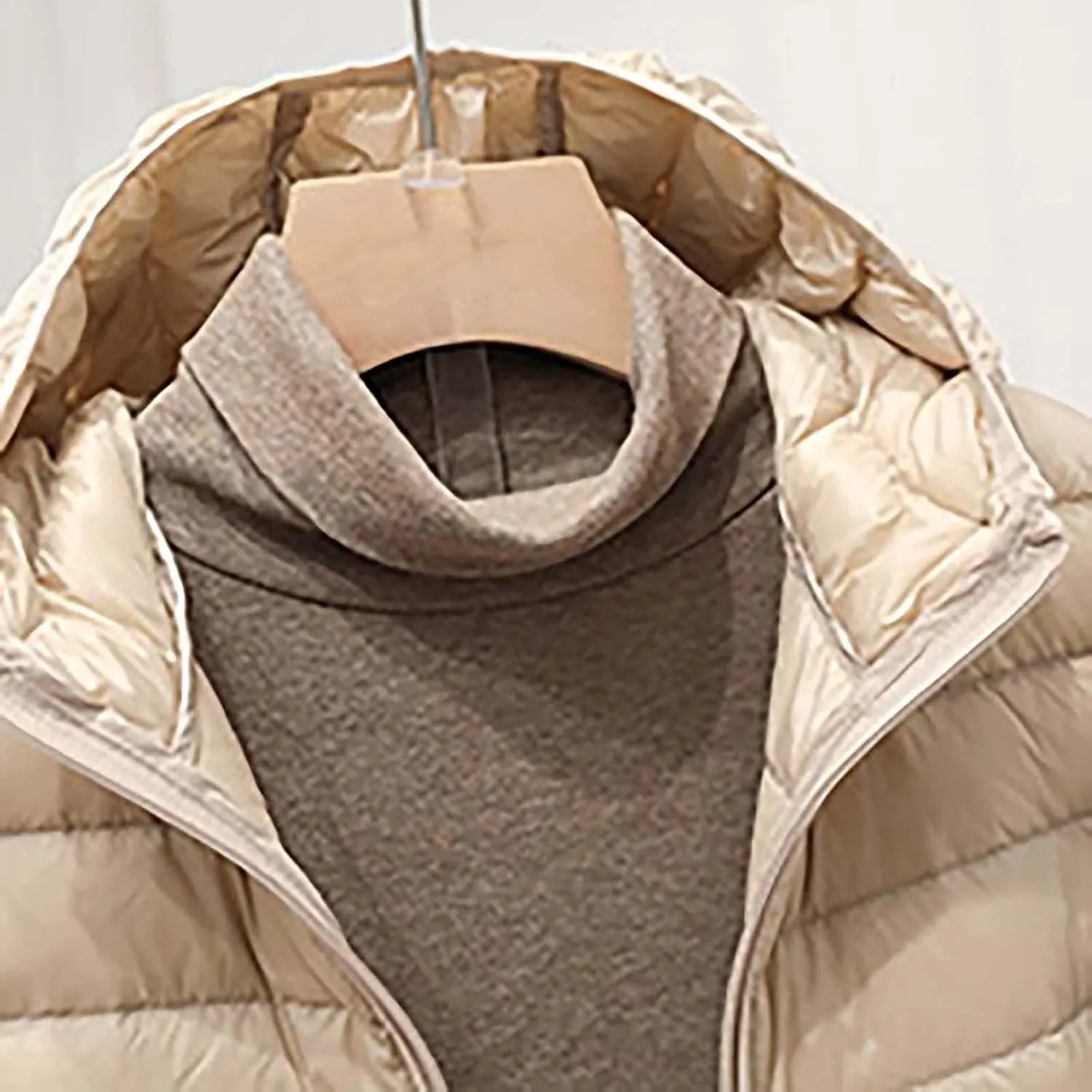 Women's Down Vest Single-Breasted Cotton Padded Solid Color Winter Coat
