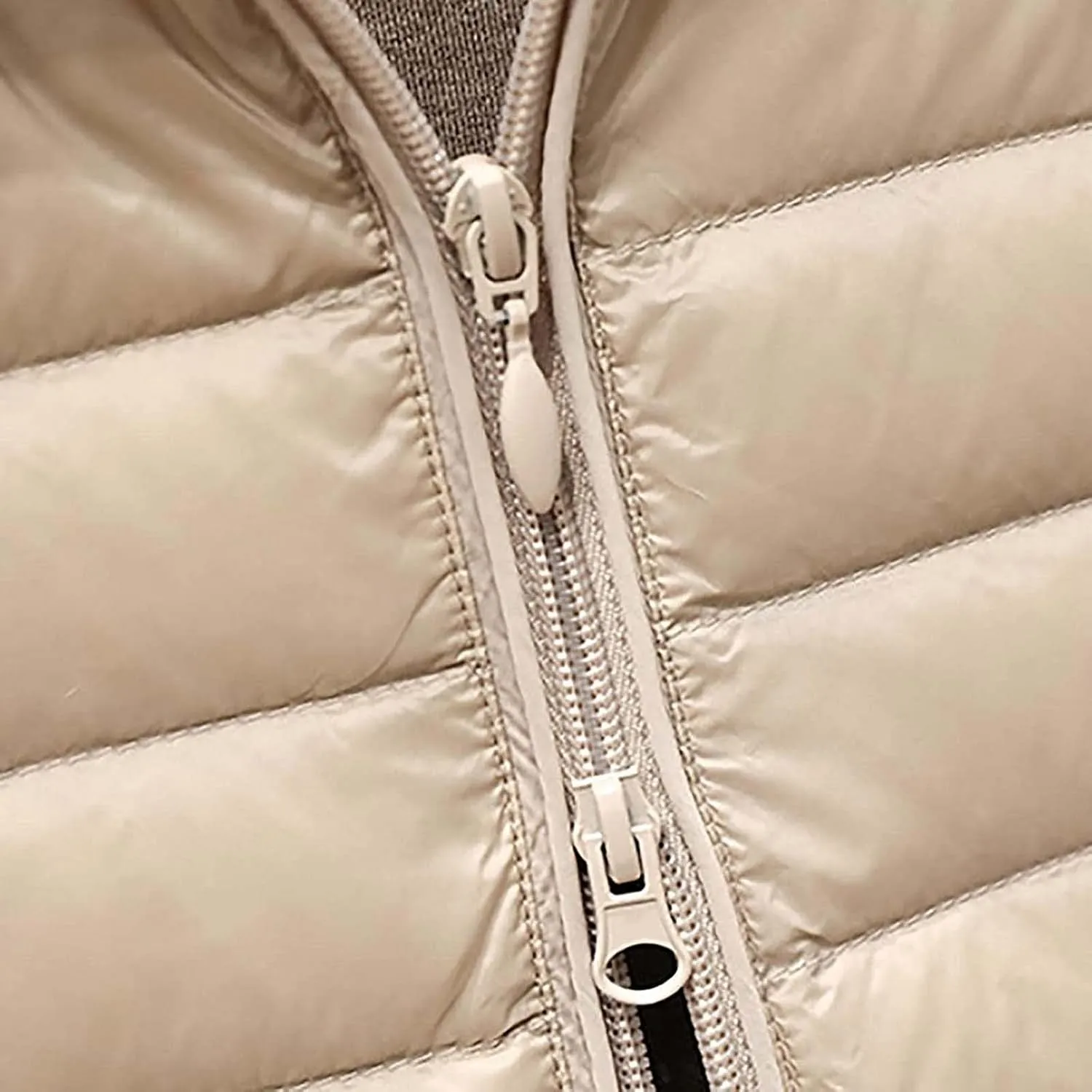 Women's Down Vest Single-Breasted Cotton Padded Solid Color Winter Coat
