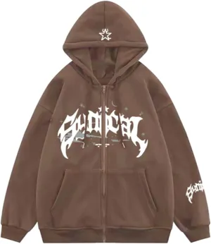 Womens Graphic Sweatshirt Hoodie Y2K Oversize Streetwear Jacket Winter Long Sleeve Vintage Jacket Hoodies With Pocket