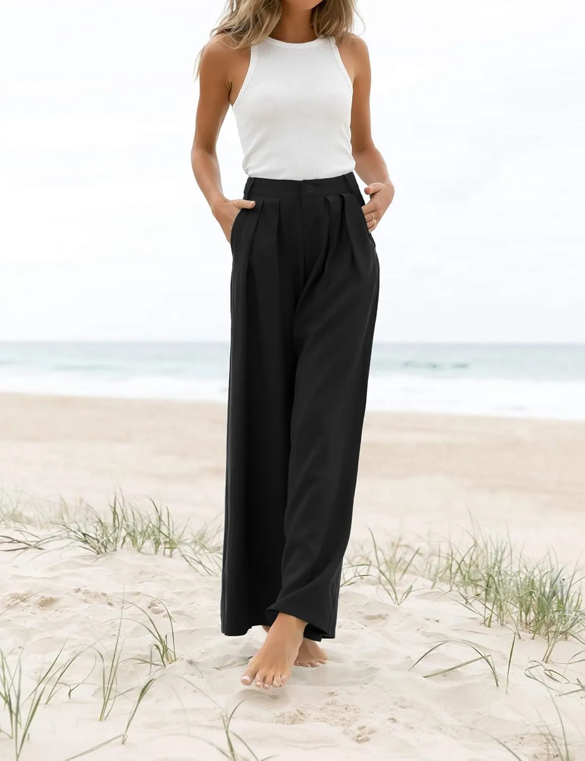 Women's High Waist Casual Wide Leg Palazzo Pants, Dress Pants for Women, Work Pants with Pockets for Women Office.