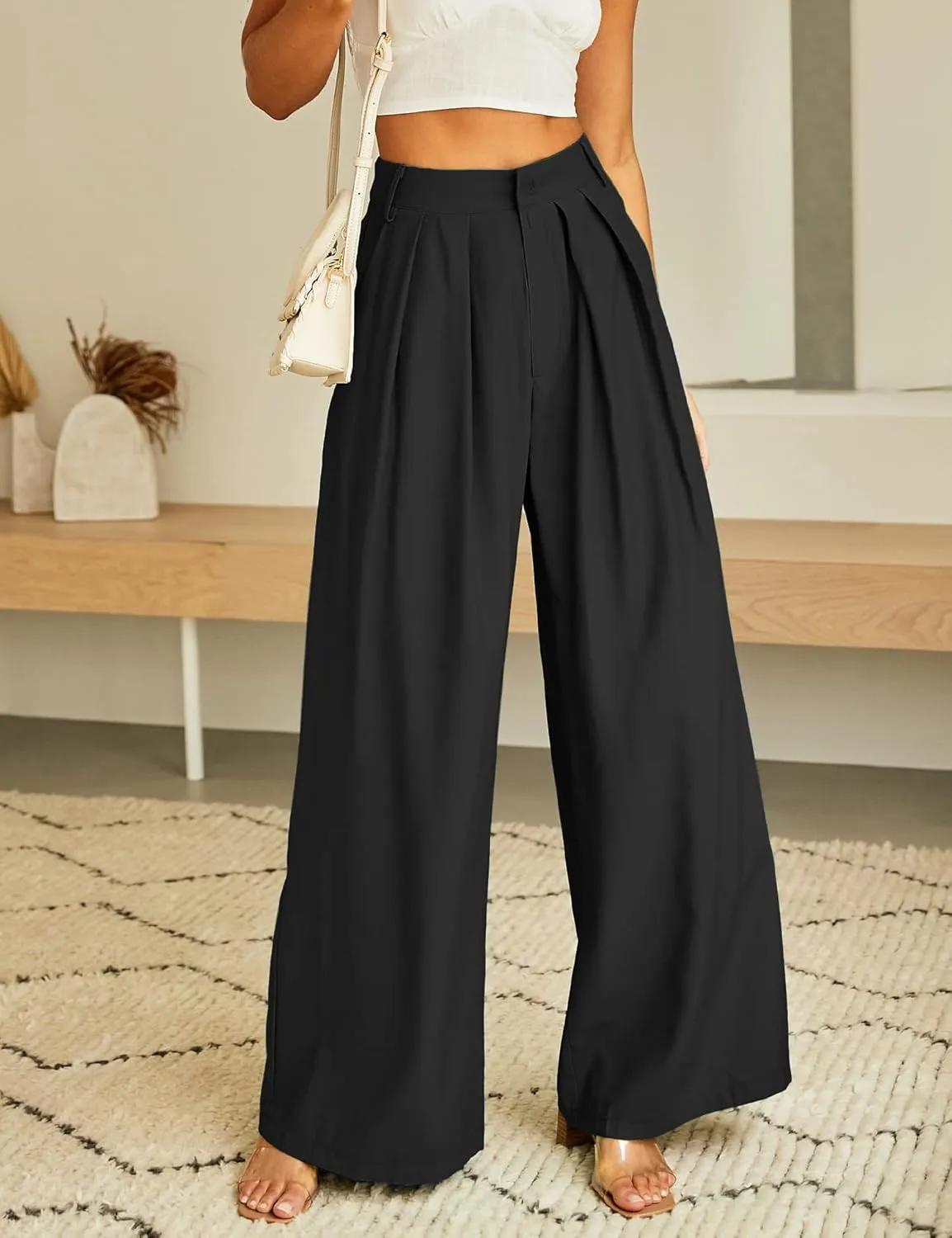 Women's High Waist Casual Wide Leg Palazzo Pants, Dress Pants for Women, Work Pants with Pockets for Women Office.