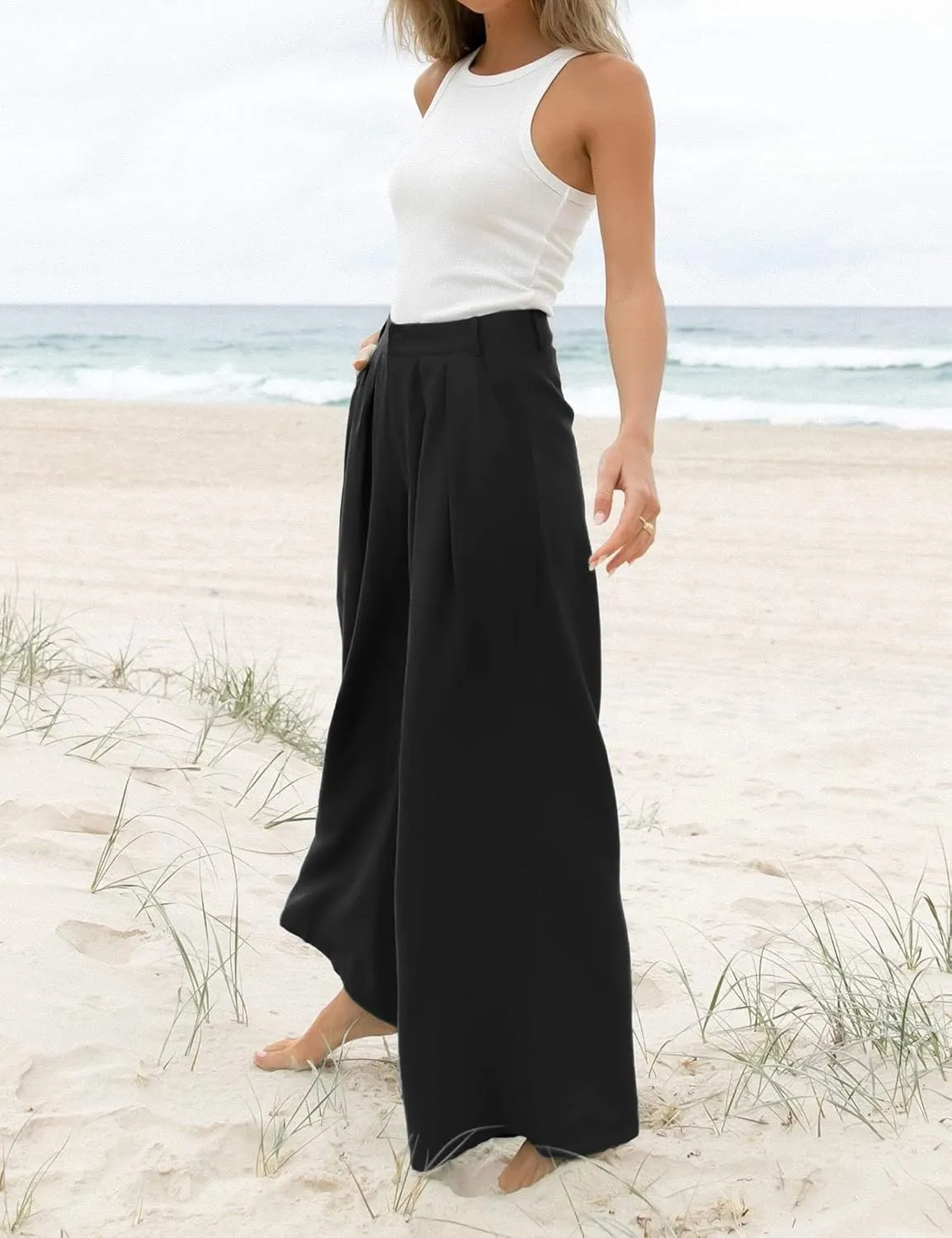 Women's High Waist Casual Wide Leg Palazzo Pants, Dress Pants for Women, Work Pants with Pockets for Women Office.