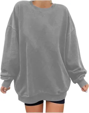 Womens Hoodies Oversized Long Sleeve Casual Shirts Soild Lightweight Pullover Sweatshirt Fall Fashion Clothes 2024