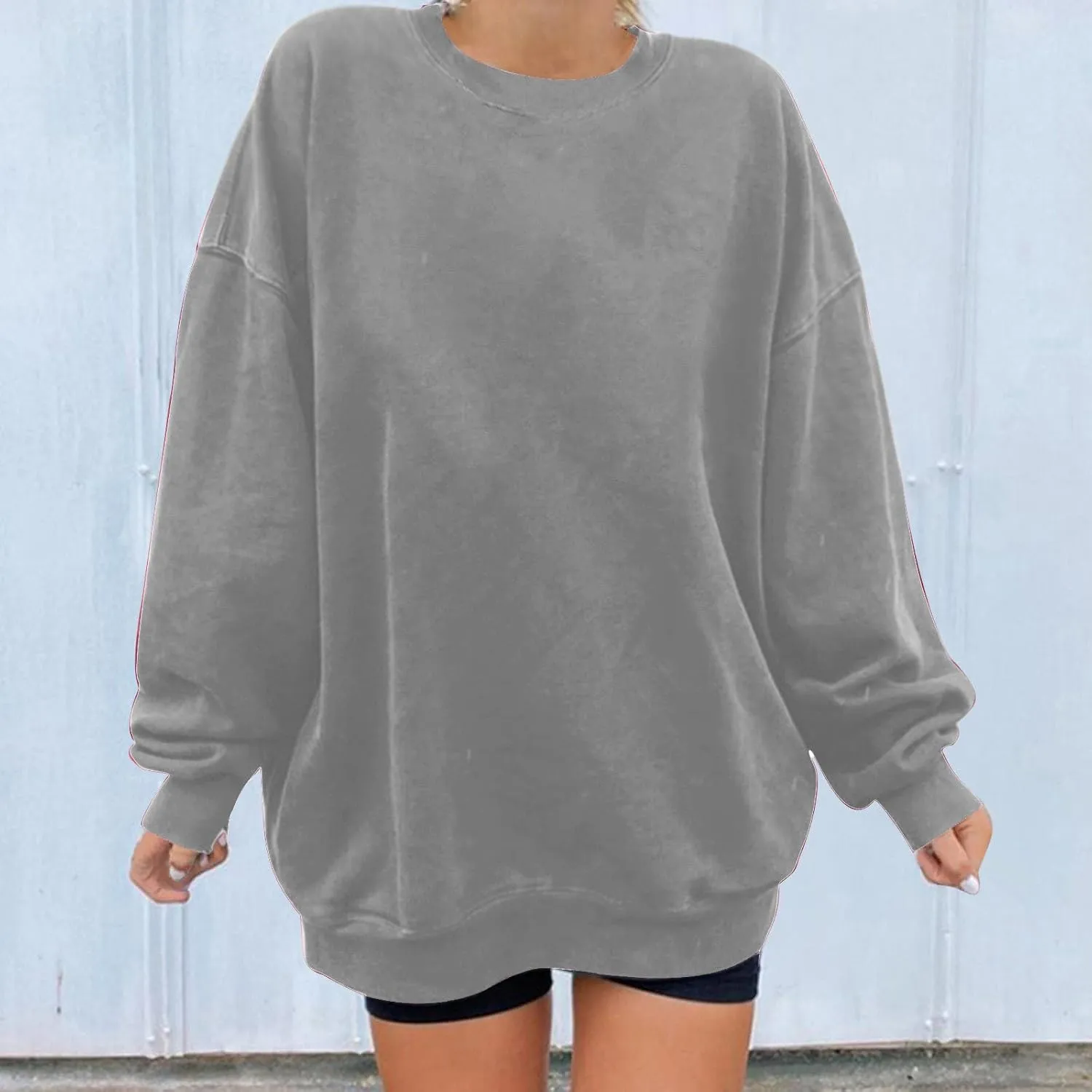 Womens Hoodies Oversized Long Sleeve Casual Shirts Soild Lightweight Pullover Sweatshirt Fall Fashion Clothes 2024