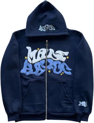 Womens Long Sleeve Zip Up Star Graphic Hoodies Jacket Aesthetic Harajuku Oversized Sweater Y2k Streetwear