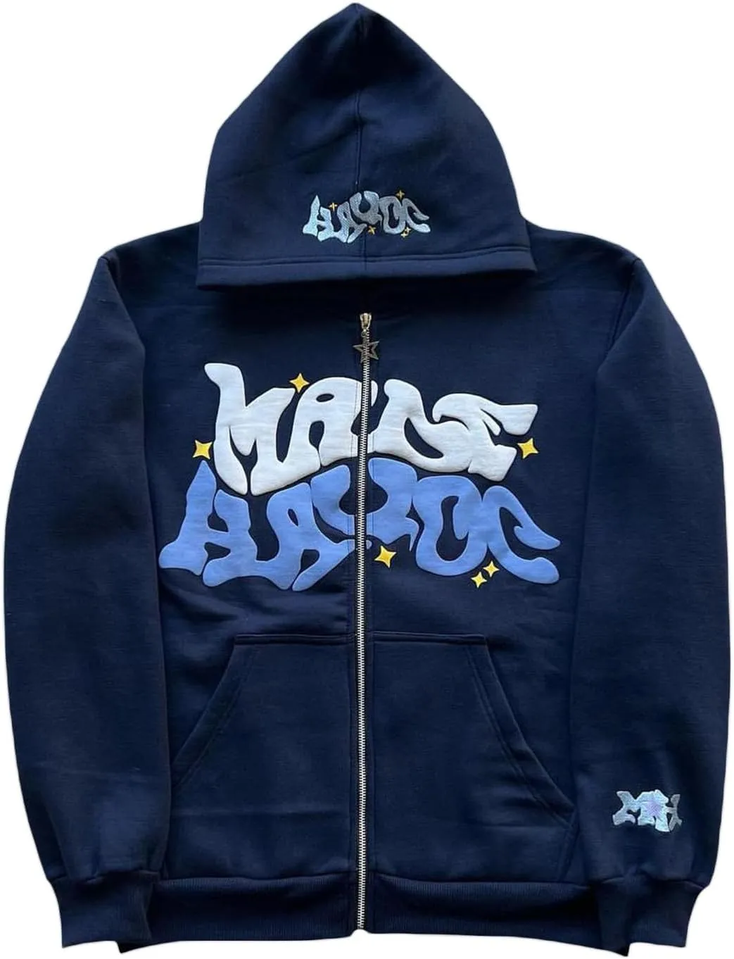 Womens Long Sleeve Zip Up Star Graphic Hoodies Jacket Aesthetic Harajuku Oversized Sweater Y2k Streetwear