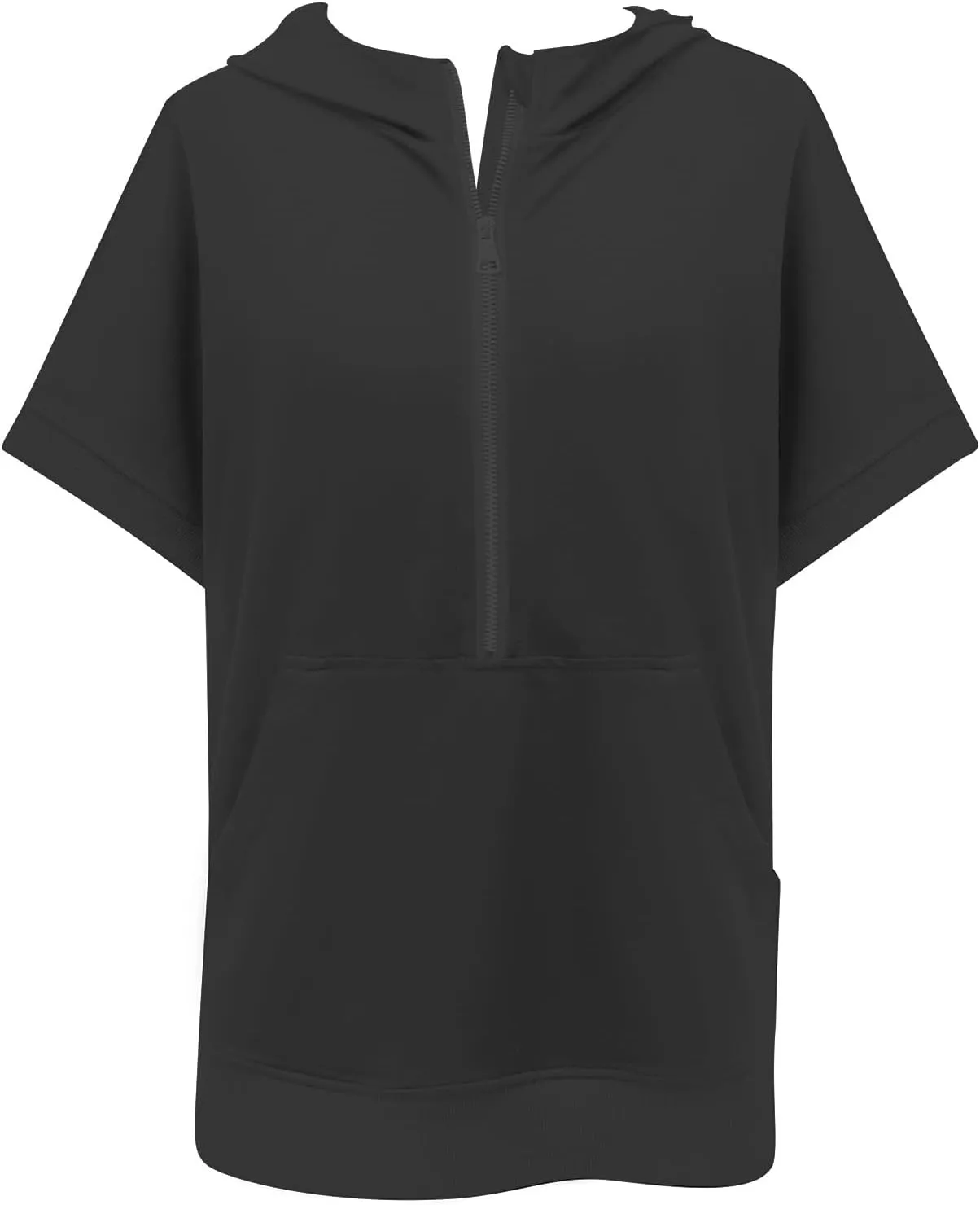 Womens Oversized Half Zip Hoodies Short Sleeve Casual Sweatshirts Pullover Tops with Pockets Loose 2024 Clothes