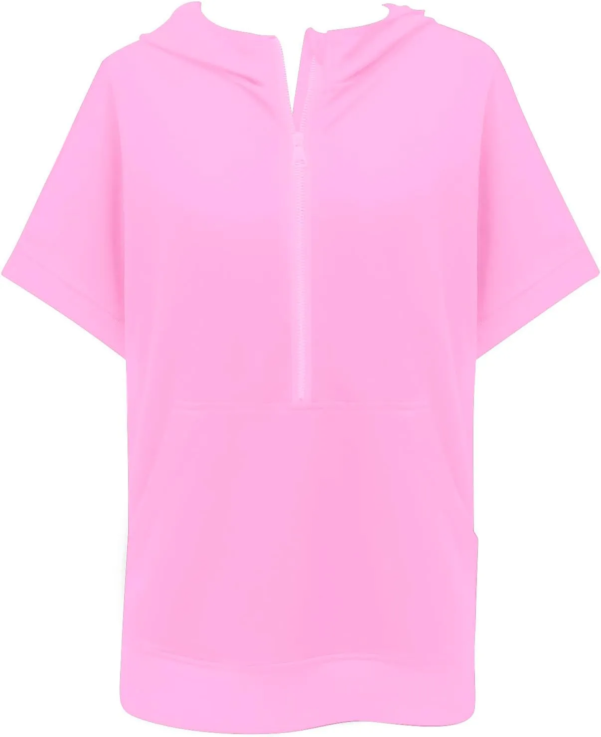 Womens Oversized Half Zip Hoodies Short Sleeve Casual Sweatshirts Pullover Tops with Pockets Loose 2024 Clothes
