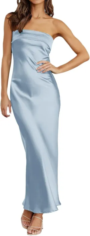 Womens Ribbed Maxi Bodycon Summer Dresses Strapless Tube Party Club Long Dress Womens Summer Strapless Maxi Bodycon Dresses