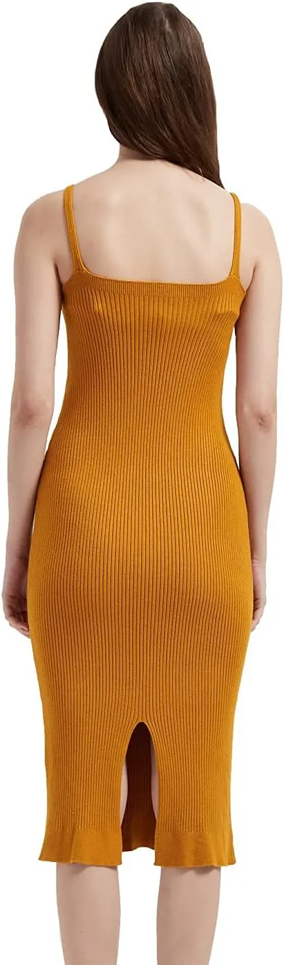 Women's Sleeveless Sweater Dress Knit Slim V Neck Bodycon Midi Stretchable Elasticity Slim Fits