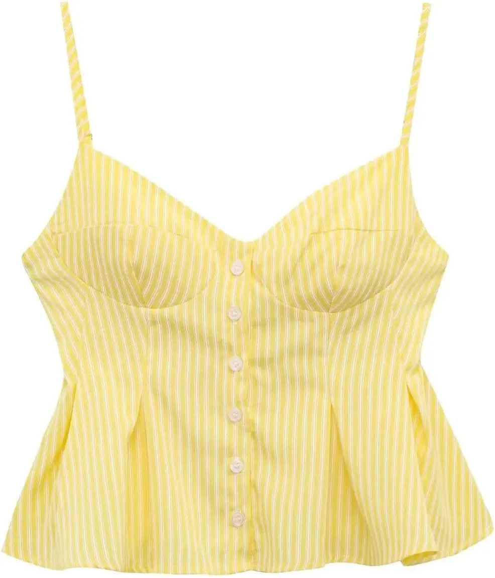 Women's Small Pleated Poplin Camisole Top Solid Color Casual Slim Fit Sleeveless Camisole