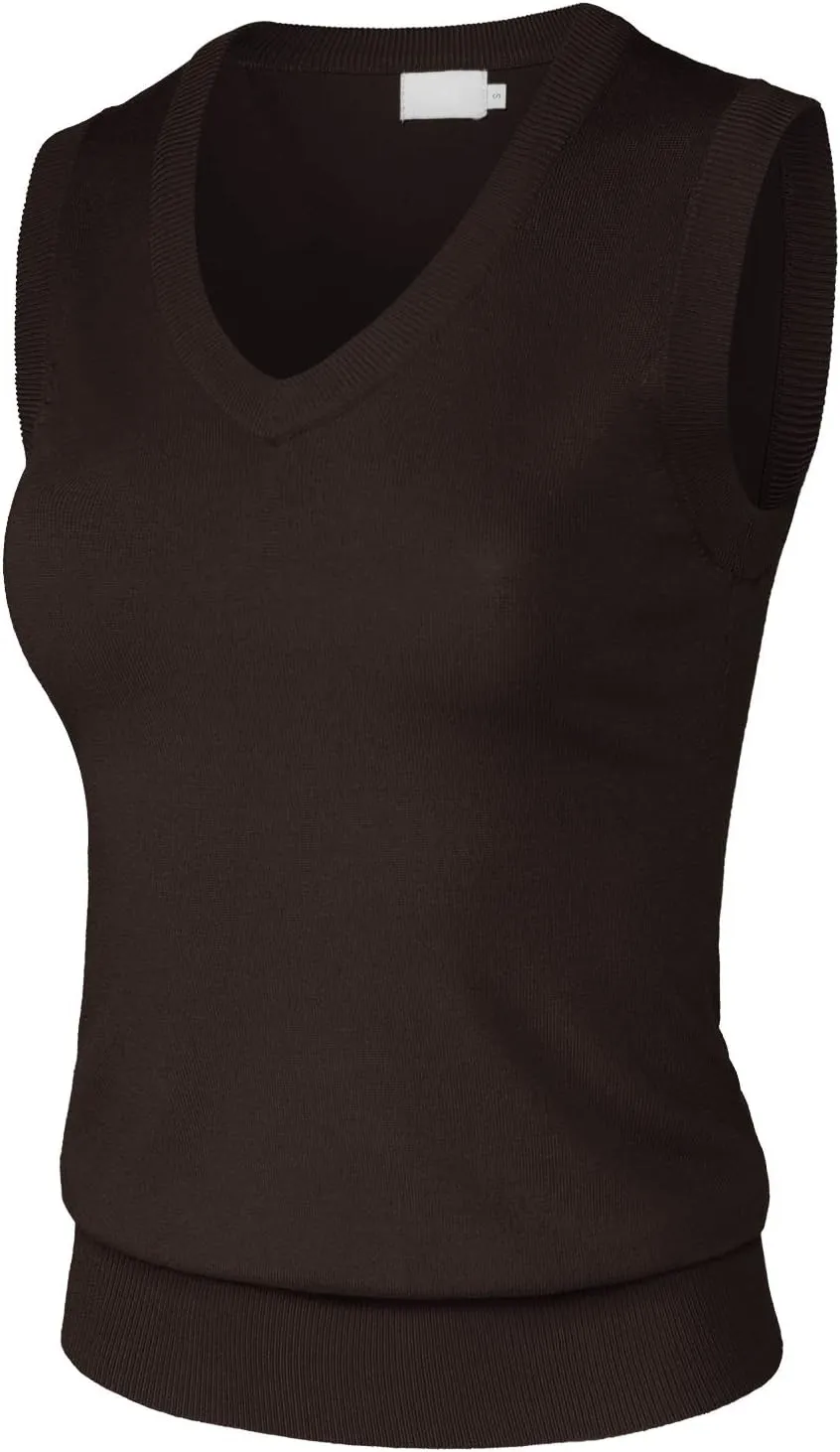 Women's Solid Basic V-Neck Sleeveless Soft Stretch Pullover Sweater Vest Top