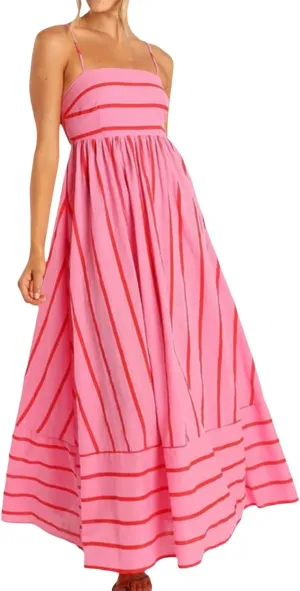 Women's Striped Back Smocked Maxi Dress Sexy Spaghetti Strap Dress Cut Out Flowy Swing Long Dresses