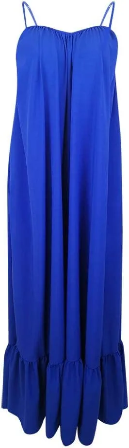 Women's Summer Casual Sleeveless Strappy Backless Maxi Dress Pleated Tiered Flowy Beach Vacation Long Dresses Sundress
