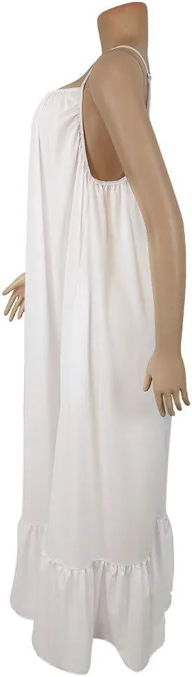 Women's Summer Casual Sleeveless Strappy Backless Maxi Dress Pleated Tiered Flowy Beach Vacation Long Dresses Sundress