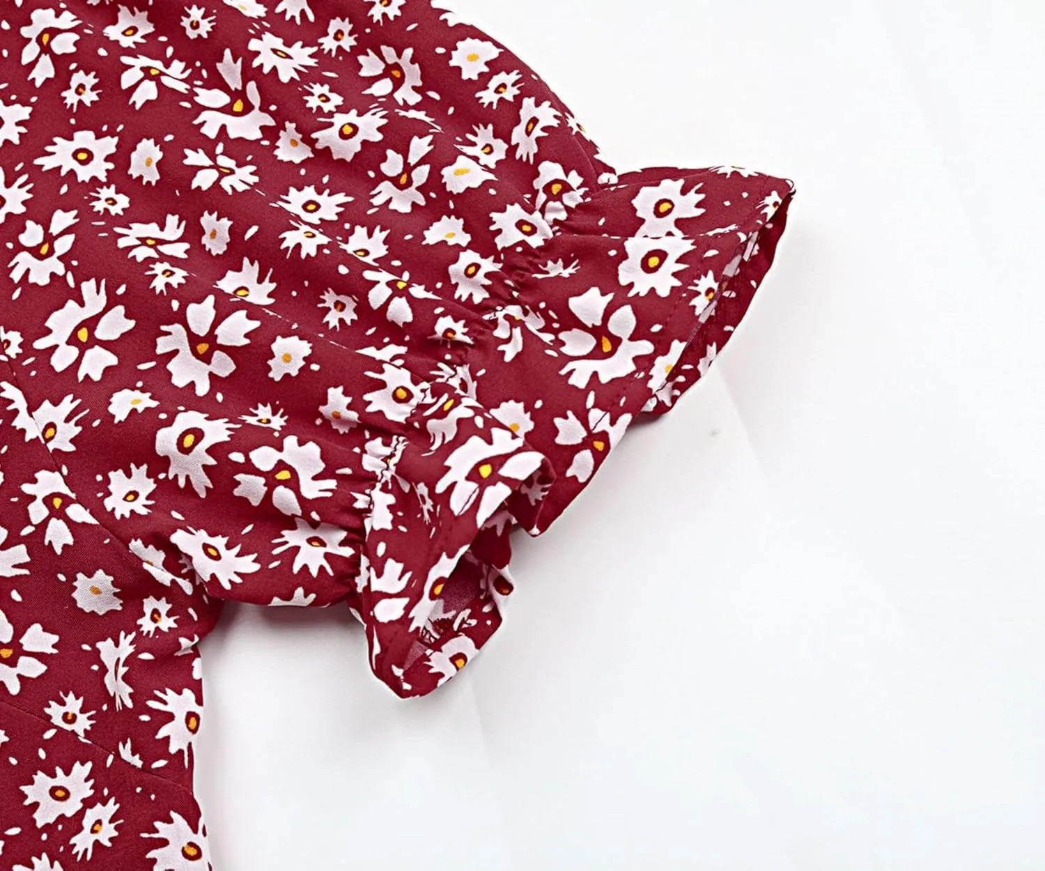 Women's Summer Floral V Neck Mini Dress Vintage Wrap Tie Waist Ruffle Short Sleeve Beach Party Dress