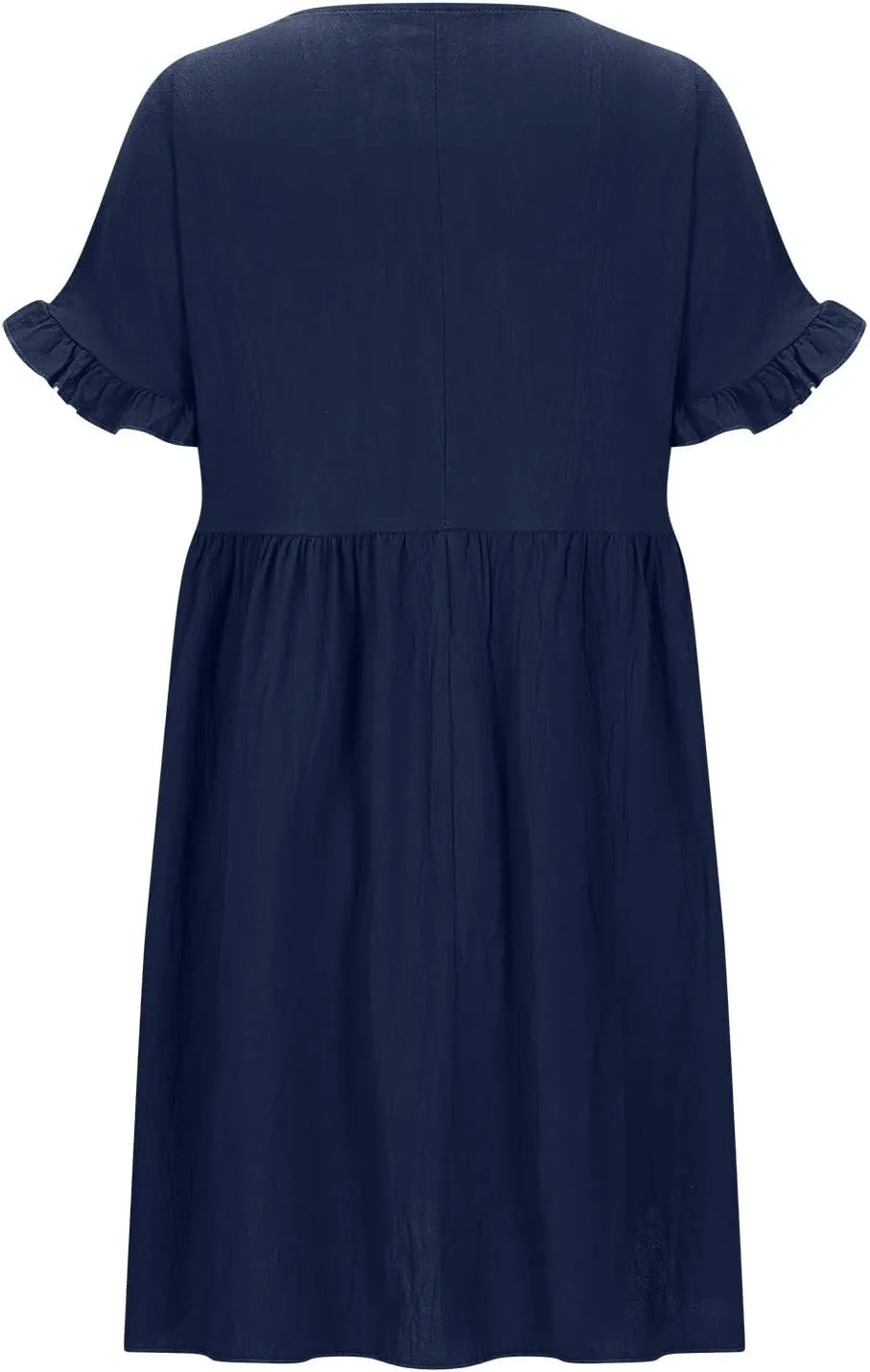 Womens Summer Mini Dress 2025 Casual Ruffle Short Sleeve A-Line Cotton Linen Dress Flowly Beach Tunic Sundresses