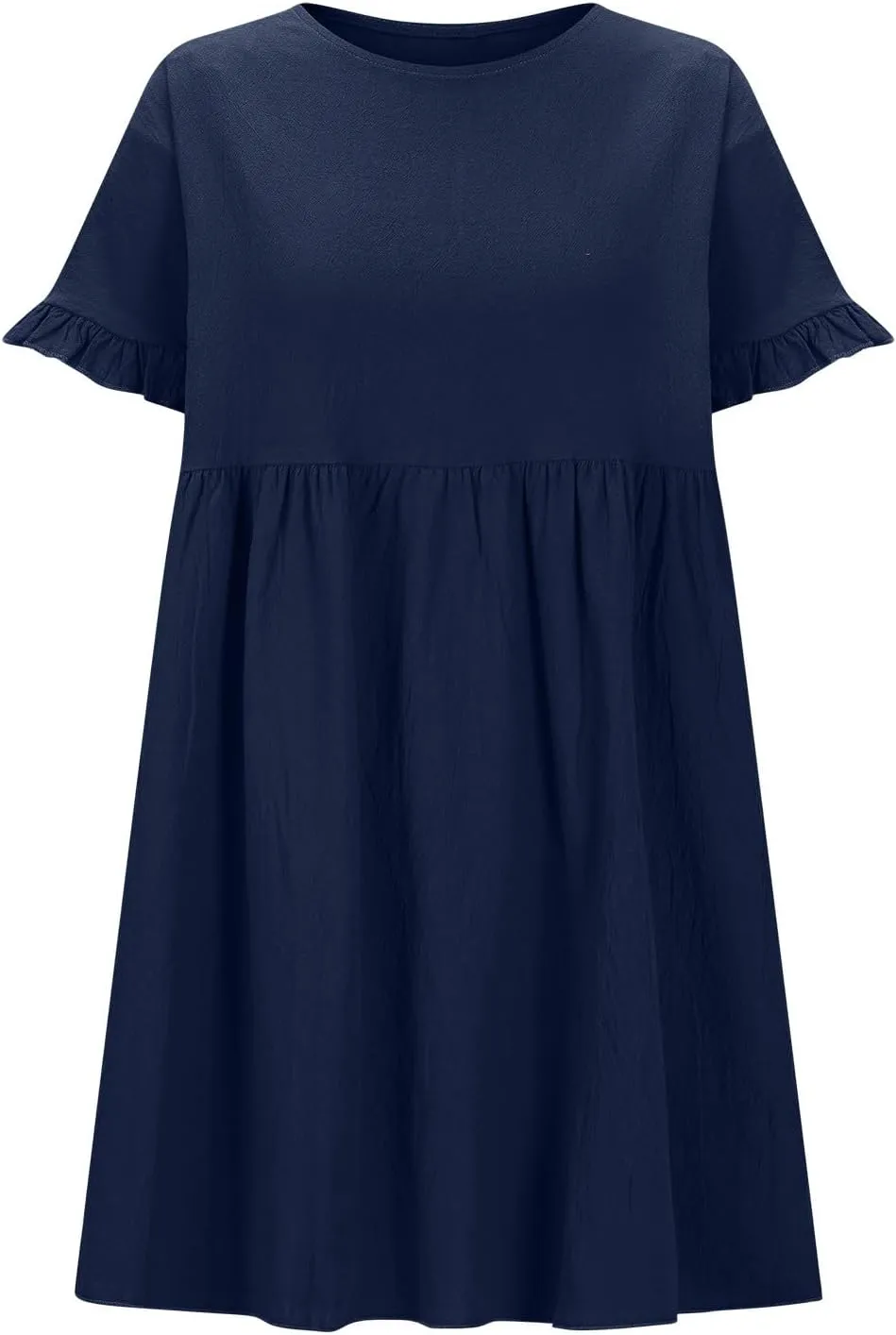 Womens Summer Mini Dress 2025 Casual Ruffle Short Sleeve A-Line Cotton Linen Dress Flowly Beach Tunic Sundresses