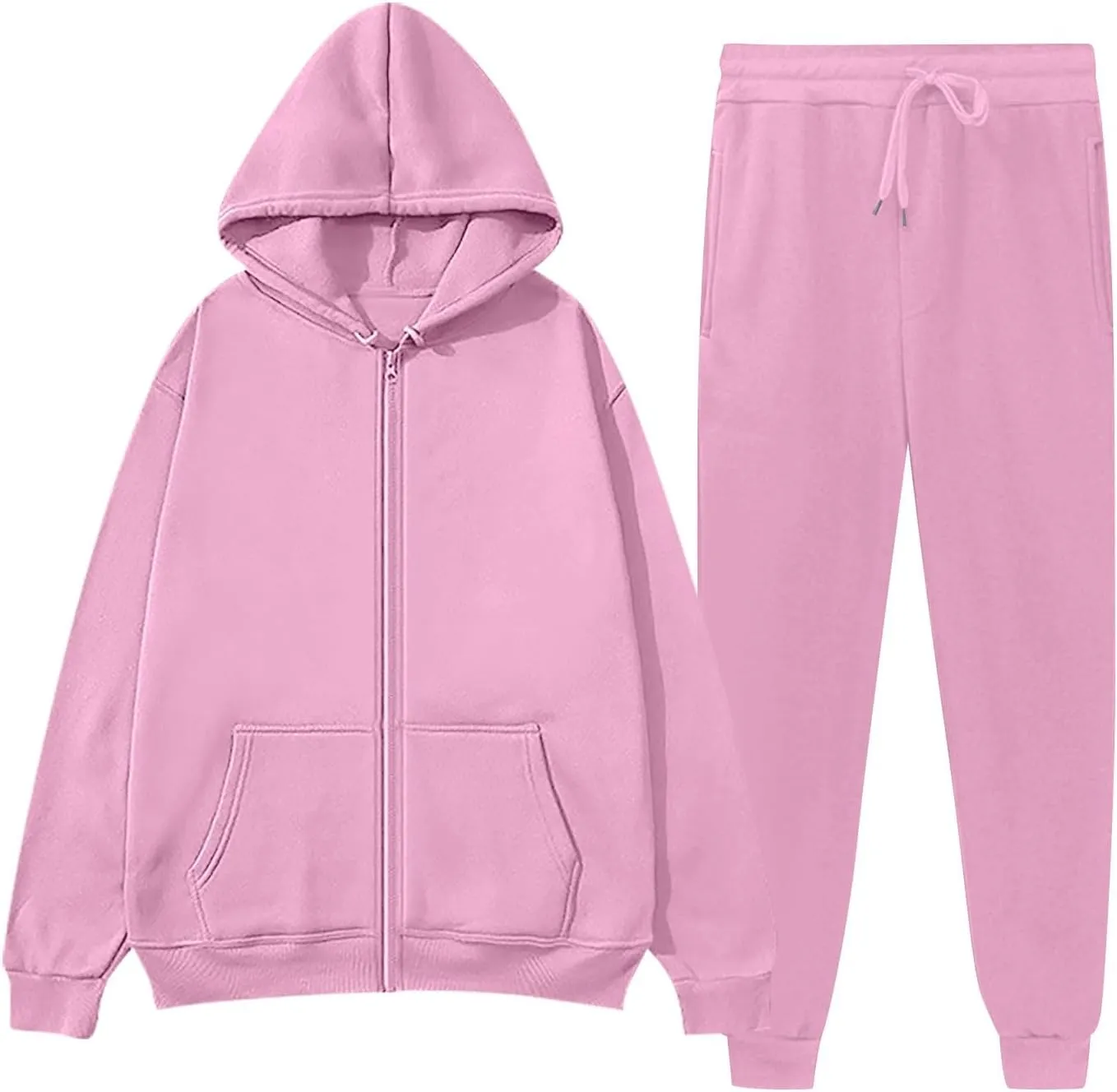 Womens Sweatsuits 2 Piece Set Oversized Workout Sets Lounge Sweatshirt with Pockets Jogger Hoodies and Pants Sets
