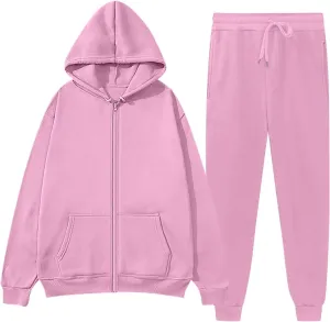 Womens Sweatsuits 2 Piece Set Oversized Workout Sets Lounge Sweatshirt with Pockets Jogger Hoodies and Pants Sets