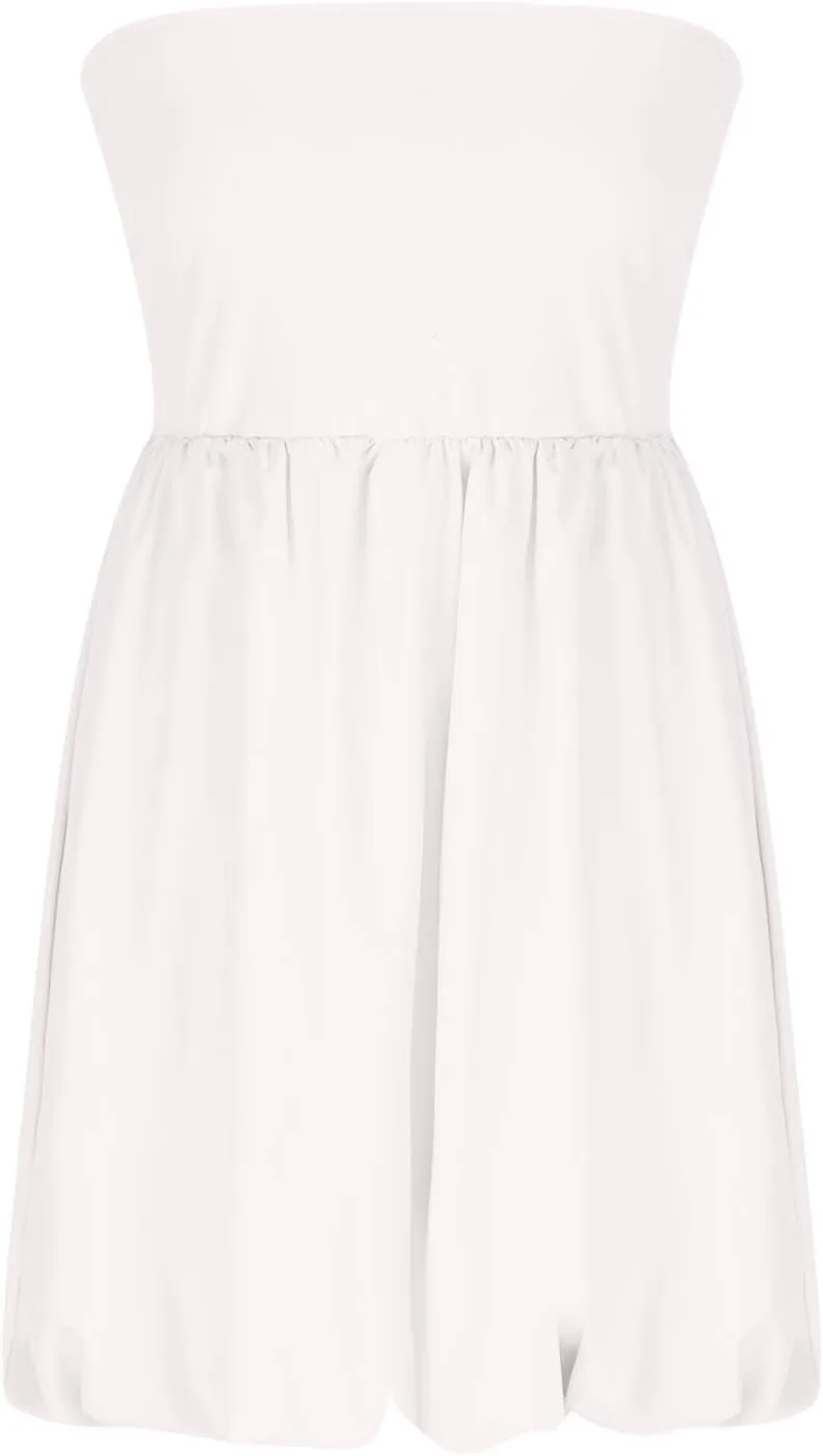 Women's Tube Top Dress 2025 Summer Casual Smocked A Line Sundress Trendy Strapless Bubble Short Beach Mini Dresses