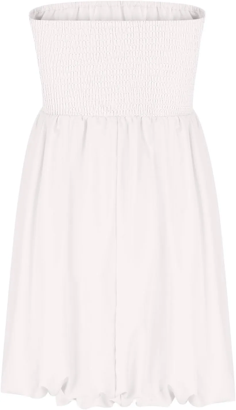 Women's Tube Top Dress 2025 Summer Casual Smocked A Line Sundress Trendy Strapless Bubble Short Beach Mini Dresses