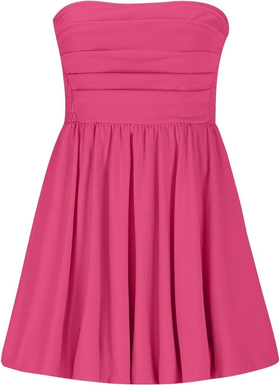 Women's Tube Top Dress Sexy Off Shoulder Ruffle Tiered Flowy Mini Dresses Summer Trendy Strapless Bubble Short Dress