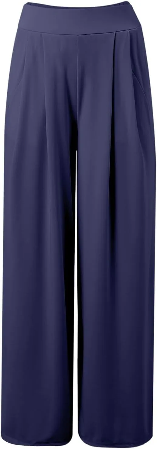 Womens Wide Leg Pants High Waisted Flowy Tie Knot Trousers 2025 Summer Business Work Casual Outfits with Pockets