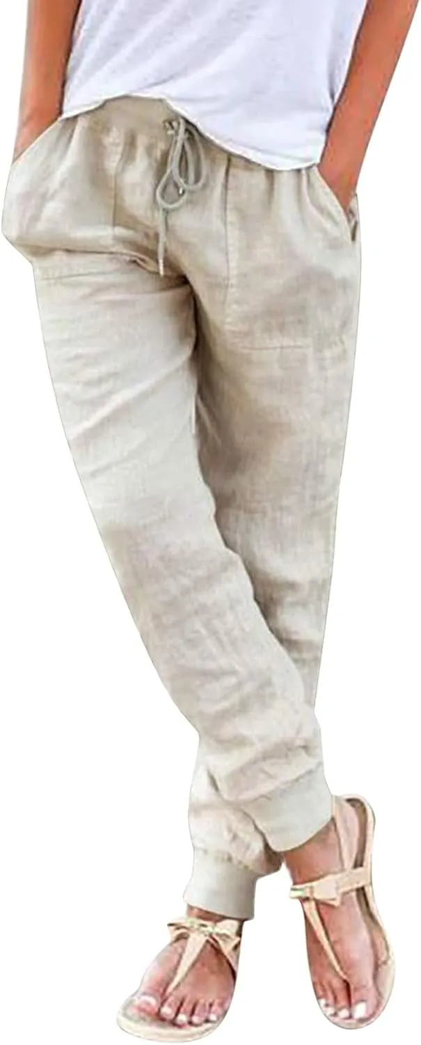 Womens Wide Leg Sweatpants Winter Joggers Work Thermal with Pockets Barrel Pants High Waisted