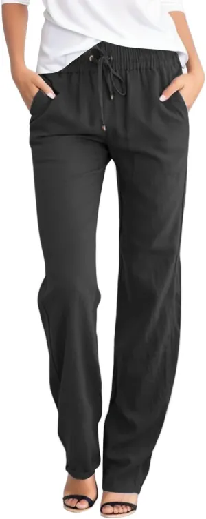 Women's Wide Leg Sweatpants Winter lwggings Outfits Capris with Pockets Water Resistant Elastic Waist