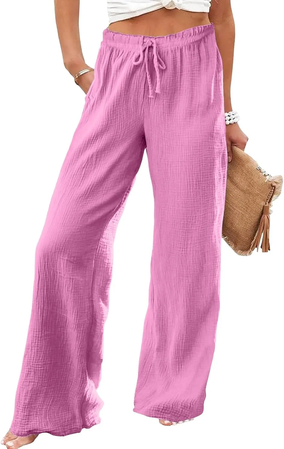 Womens Wide Leg Sweatpants Winter on Outfits Jegging with Pockets Solid Color Fleece Lined