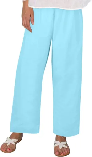 Women's Wide Leg Sweatpants Winter Rayon Sports Pants with Pockets Straight Leg Elastic Waist