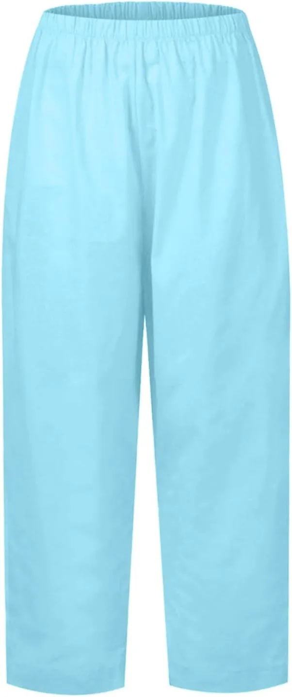 Women's Wide Leg Sweatpants Winter Rayon Sports Pants with Pockets Straight Leg Elastic Waist