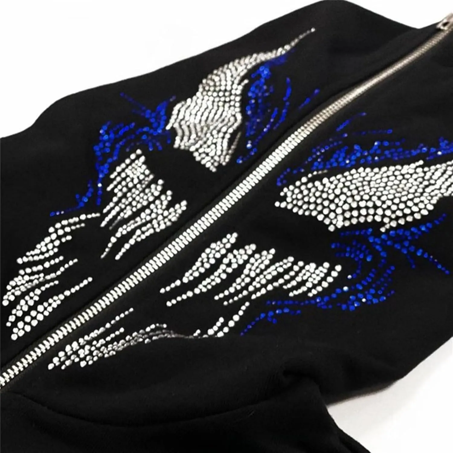 Womens Y2K Zip Up Hoodie Men Long Sleeve Rhinestone Graphic Sweatshirts Halloween Oversized Goth Jacket Streetwear
